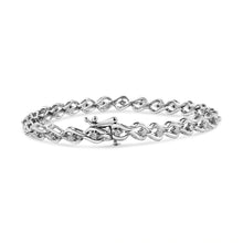 Load image into Gallery viewer, .925 Sterling Silver 1/10 Cttw Round-Cut Diamond Links of Flame Bracelet (I-J Color, I3) - 7.25"