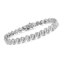 Load image into Gallery viewer, .925 Sterling Silver 2.0 Cttw Round-Cut Diamond "S" Link Bracelet (I-J Color, I3 Clarity) - 7.25"