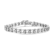 将图片加载到图库查看器,.925 Sterling Silver Diamond Miracle-Set Double Swoosh Milgrain Style Tennis Bracelet (1/2 cttw, I-J Color, I3 Clarity) - Size 7.75"
