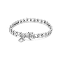 将图片加载到图库查看器,.925 Sterling Silver Diamond Miracle-Set Double Swoosh Milgrain Style Tennis Bracelet (1/2 cttw, I-J Color, I3 Clarity) - Size 7.75"