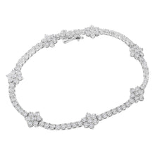 Load image into Gallery viewer, .925 Sterling Silver 1.0 cttw Miracle-Set Diamond Floral Station Tennis Bracelet (I-J Color, I3 Clarity) - 7-1/2"