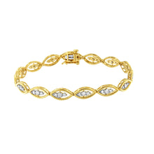 Load image into Gallery viewer, 10K Yellow Gold Plated .925 Sterling Silver 1 cttw Prong Set Round-Cut Diamond Link Bracelet (J-K Color, I1-I2 Clarity) - 7.25"