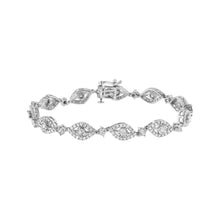 Load image into Gallery viewer, .925 Sterling Silver 2 1/2 Cttw Diamond Pear Shaped and Bezel Link Bracelet (I-J Color, I2-I3 Clarity) - 7.5 "