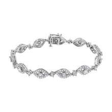 Load image into Gallery viewer, .925 Sterling Silver 2 1/2 Cttw Diamond Pear Shaped and Bezel Link Bracelet (I-J Color, I2-I3 Clarity) - 7.5 "