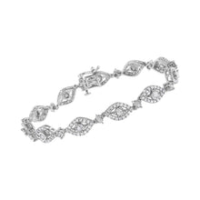 Load image into Gallery viewer, .925 Sterling Silver 2 1/2 Cttw Diamond Pear Shaped and Bezel Link Bracelet (I-J Color, I2-I3 Clarity) - 7.5 "