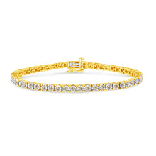 Load image into Gallery viewer, 14K Yellow Gold Plated .925 Sterling Silver 3.0 Cttw Miracle-Set Diamond Tennis Bracelet (L-M Color, I2-I3 Clarity) - 7.25"