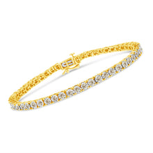 Load image into Gallery viewer, 14K Yellow Gold Plated .925 Sterling Silver 3.0 Cttw Miracle-Set Diamond Tennis Bracelet (L-M Color, I2-I3 Clarity) - 7.25"