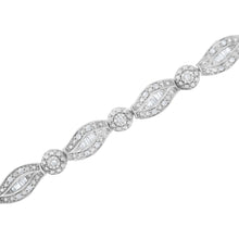 将图片加载到图库查看器,.925 Sterling Silver 1 cttw Diamond Double Leaf and Bezel Link Bracelet (I-J Clarity, I2-I3 Color) - Size 7.25"