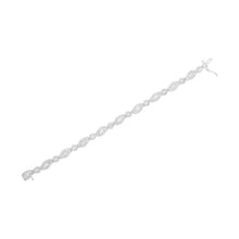 将图片加载到图库查看器,.925 Sterling Silver 1 cttw Diamond Double Leaf and Bezel Link Bracelet (I-J Clarity, I2-I3 Color) - Size 7.25"