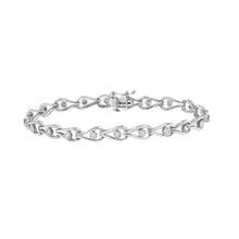 Load image into Gallery viewer, .925 Sterling Silver 1/10 Cttw Miracle-Set Diamond Pear Shape and Bezel Link Bracelet (I-J Color, I3 Clarity) - 7.25"