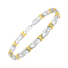 将图片加载到图库查看器,10k Yellow Gold Plated Sterling Silver 1/4 cttw Diamond Infinity and X Link Bracelet (I-J Clarity, I2-I3 Color) - Size 7.25"