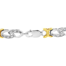 将图片加载到图库查看器,10k Yellow Gold Plated Sterling Silver 1/4 cttw Diamond Infinity and X Link Bracelet (I-J Clarity, I2-I3 Color) - Size 7.25"