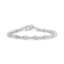 Load image into Gallery viewer, .925 Sterling Silver 1/2 Cttw Diamond Alternating Marquise and Starburst Shaped Link Bracelet (I-J Color, I2-I3 Clarity) - 7.25"