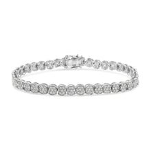 Load image into Gallery viewer, .925 Sterling Silver 2.0 Cttw Diamond Cluster Link Bracelet (I-J Color, I2-I3 Clarity) - Size 7.25"
