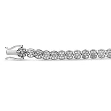 Load image into Gallery viewer, .925 Sterling Silver 2.0 Cttw Diamond Cluster Link Bracelet (I-J Color, I2-I3 Clarity) - Size 7.25"