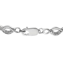 Load image into Gallery viewer, .925 Sterling Silver Prong Set Diamond Accent Curved Spiral Link Bracelet (I-J Color, I3 Clarity) - 7.25"