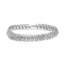 Load image into Gallery viewer, .925 Sterling Silver 1/2 Cttw Diamond Double Row S-Link Bracelet (I-J Color, I2-I3 Clarity) - 7.5" Inches