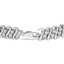 Load image into Gallery viewer, .925 Sterling Silver 1/2 Cttw Diamond Double Row S-Link Bracelet (I-J Color, I2-I3 Clarity) - 7.5" Inches