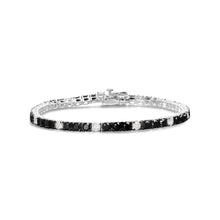Load image into Gallery viewer, .925 Sterling Silver 3.0 Cttw Black and White Diamond Tennis Bracelet (I-J Color, I2-I3 Clarity) - 7.25" Inches