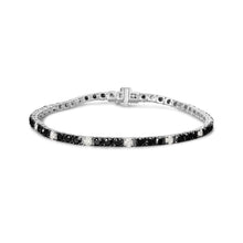 Load image into Gallery viewer, .925 Sterling Silver 3.0 Cttw Black and White Diamond Tennis Bracelet (I-J Color, I2-I3 Clarity) - 7.25" Inches