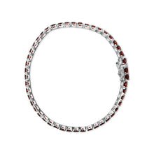 Load image into Gallery viewer, .925 Sterling Silver 10.0 Cttw Created Orange Garnet Tennis Bracelet - 7.25"
