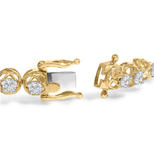 Load image into Gallery viewer, 14K Yellow Gold Plated .925 Sterling Silver 3 9/10 Cttw Diamond Buttercup Style Tennis Bracelet