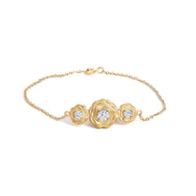Load image into Gallery viewer, 14K Yellow Gold Plated Sterling Silver 1/2 Cttw Lab Grown Diamond Rose Motif Link Bracelet
