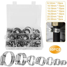 Load image into Gallery viewer, 60-Pieces: Hose Clamp Stainless Steel Adjustable Worm Gear