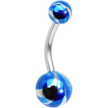 将图片加载到图库查看器,Blue Swirl Ball Ends Super Simple Belly Ring