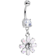 将图片加载到图库查看器,White Faux Opal Flower Power Dangle Belly Ring