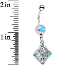 将图片加载到图库查看器,Faux Turquoise Treasured Emblem Dangle Belly Ring