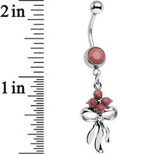 Load image into Gallery viewer, Rose Flower Faux Turquoise Southwestern Bundle and Bow Dangle Belly Ring