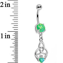 将图片加载到图库查看器,Green Faux Opal Trinity Claddagh Dangle Belly Ring