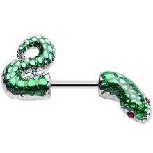 Load image into Gallery viewer, 16G 1/4 Green Slithering Snake Double Helix Cartilage Earring