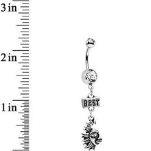 Load image into Gallery viewer, Clear Gem Best Friends Moon and Sun Dangle Belly Ring Set
