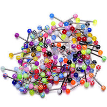 Load image into Gallery viewer, UV Acrylic Ball Steel Barbell Tongue Ring Set of 100
