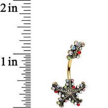 将图片加载到图库查看器,Multicolor Gem Gold PVD Seeing Starfish Double Mount Belly Ring