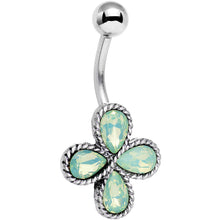将图片加载到图库查看器,Light Green Faux Opal Quartet Flower Belly Ring