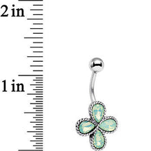 将图片加载到图库查看器,Light Green Faux Opal Quartet Flower Belly Ring