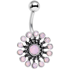 Load image into Gallery viewer, Pink Faux Opal Bid You Adieu Flower Belly Ring