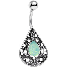 Load image into Gallery viewer, Light Green Faux Opal Oval Drop Tears of Heaven Belly Ring