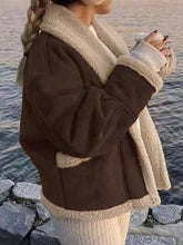 Load image into Gallery viewer, Fuzzy Collared Neck Long Sleeve Jacket with Buttoned Closure and Cozy Pockets