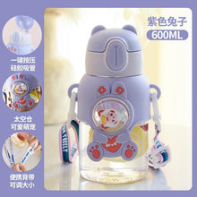 将图片加载到图库查看器,600ml Kids Water Bottles Summer Cute High Beauty Straw Cup for Girls School Baby Leak proof Cartoon Children Water Bottle Water Bottle Cute Water Bottles for Girls Water Bottle with Straw and Adjustable Strap Portable Leakproof Bottles