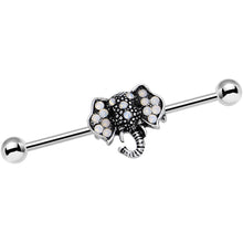 Load image into Gallery viewer, 14G Pink Faux Opal Elegant Elephant Head Industrial Barbell 36mm