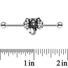 Load image into Gallery viewer, 14G Pink Faux Opal Elegant Elephant Head Industrial Barbell 36mm