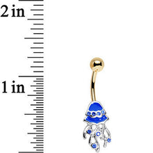 Load image into Gallery viewer, Royal Blue Gem Gold PVD Blue Jellyfish Belly Ring