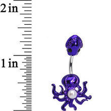 将图片加载到图库查看器,White Orb Pretty Purple Octopus Double Mount Belly Ring