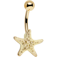 将图片加载到图库查看器,Gold PVD Undersea Studded Starfish Belly Ring