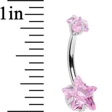 Load image into Gallery viewer, Pink Gem Dynamic Duo Super Star Internally Threaded Belly Ring