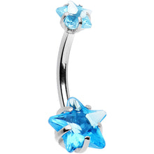 将图片加载到图库查看器,Aqua Gem Dynamic Duo Super Star Internally Threaded Belly Ring